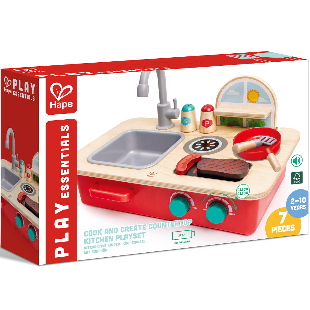 Hape: Cook & Create Countertop Kitchen Playset - Wooden Sounds Toy