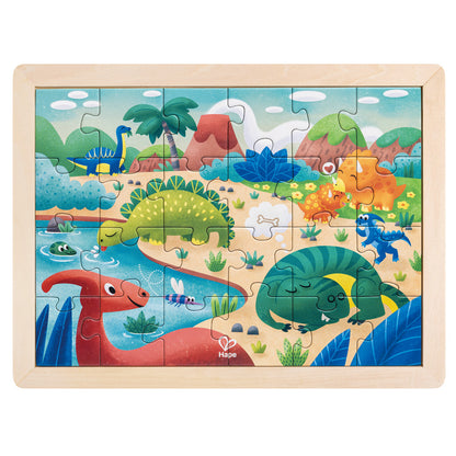 Hape: Dino Puzzle - 24pc, Double-Sided Coloring Puzzle