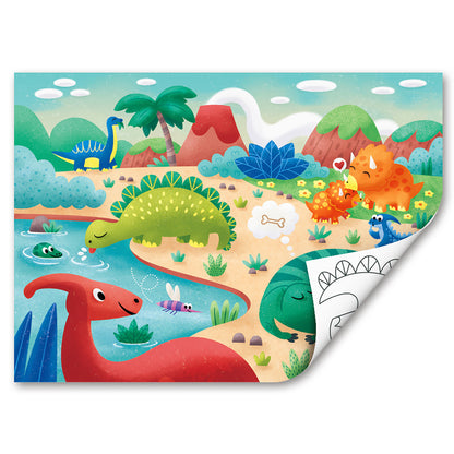 Hape: Dino Puzzle - 24pc, Double-Sided Coloring Puzzle