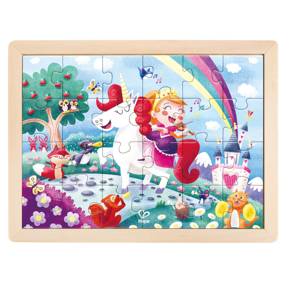 Hape: Unicorn Friends Puzzle - 24pc, Double-Sided Coloring Puzzle