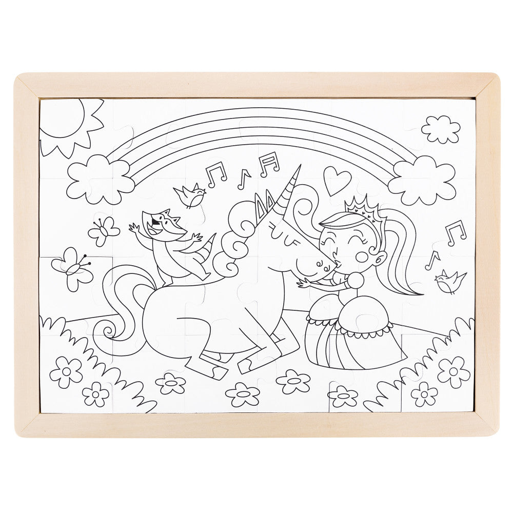 Hape: Unicorn Friends Puzzle - 24pc, Double-Sided Coloring Puzzle