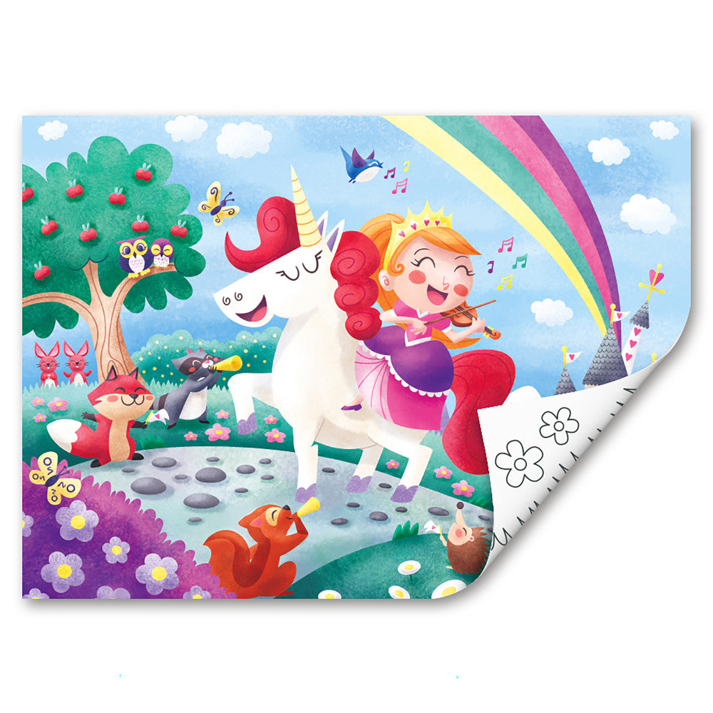 Hape: Unicorn Friends Puzzle - 24pc, Double-Sided Coloring Puzzle