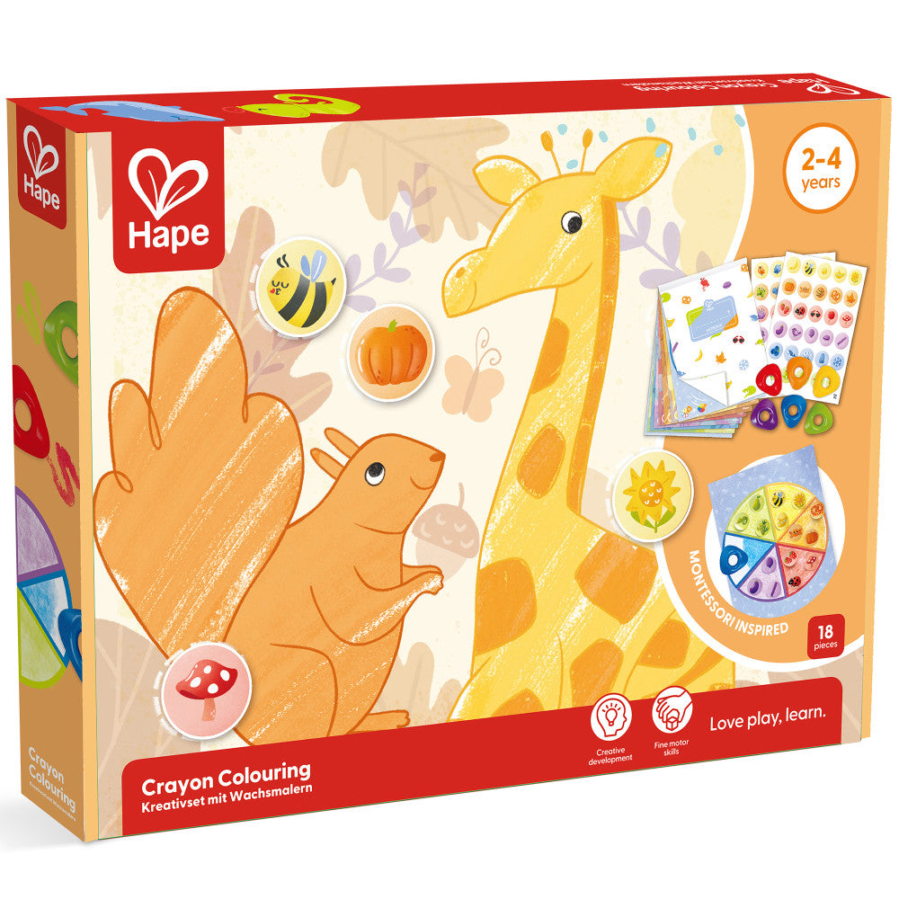 Hape: Crayon Coloring - 18pc Art Set, Animal & Nature Theme