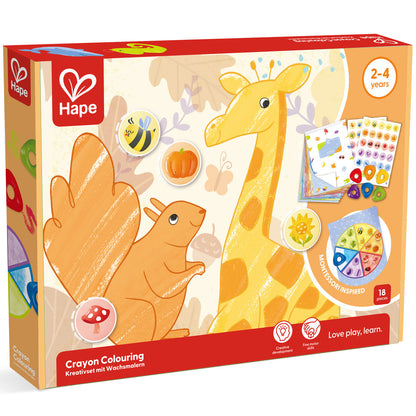 Hape: Crayon Coloring - 18pc Art Set, Animal & Nature Theme