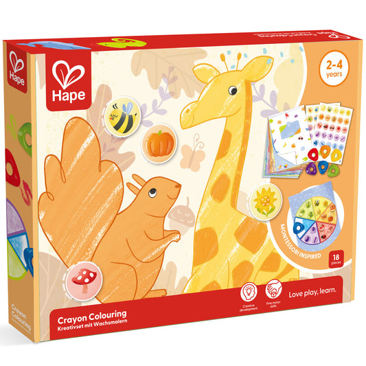 Hape: Crayon Coloring - 18pc Art Set, Animal & Nature Theme
