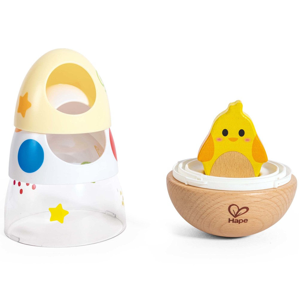 Hape: Wobble Wonder Stacker - Nesting Chicken & Egg Shell Toy
