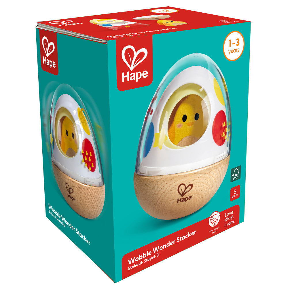 Hape: Wobble Wonder Stacker - Nesting Chicken & Egg Shell Toy