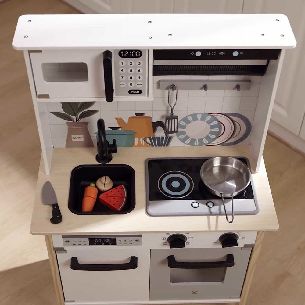 Hape: Modern Smart Kitchen - White 12pc, Lights & Sounds Toy