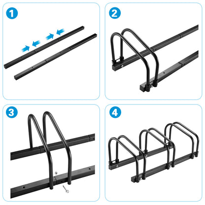 Trimate Bicycle Floor Parking Rack Stand for 4 Bicycles, Indoor Home Garage Storage