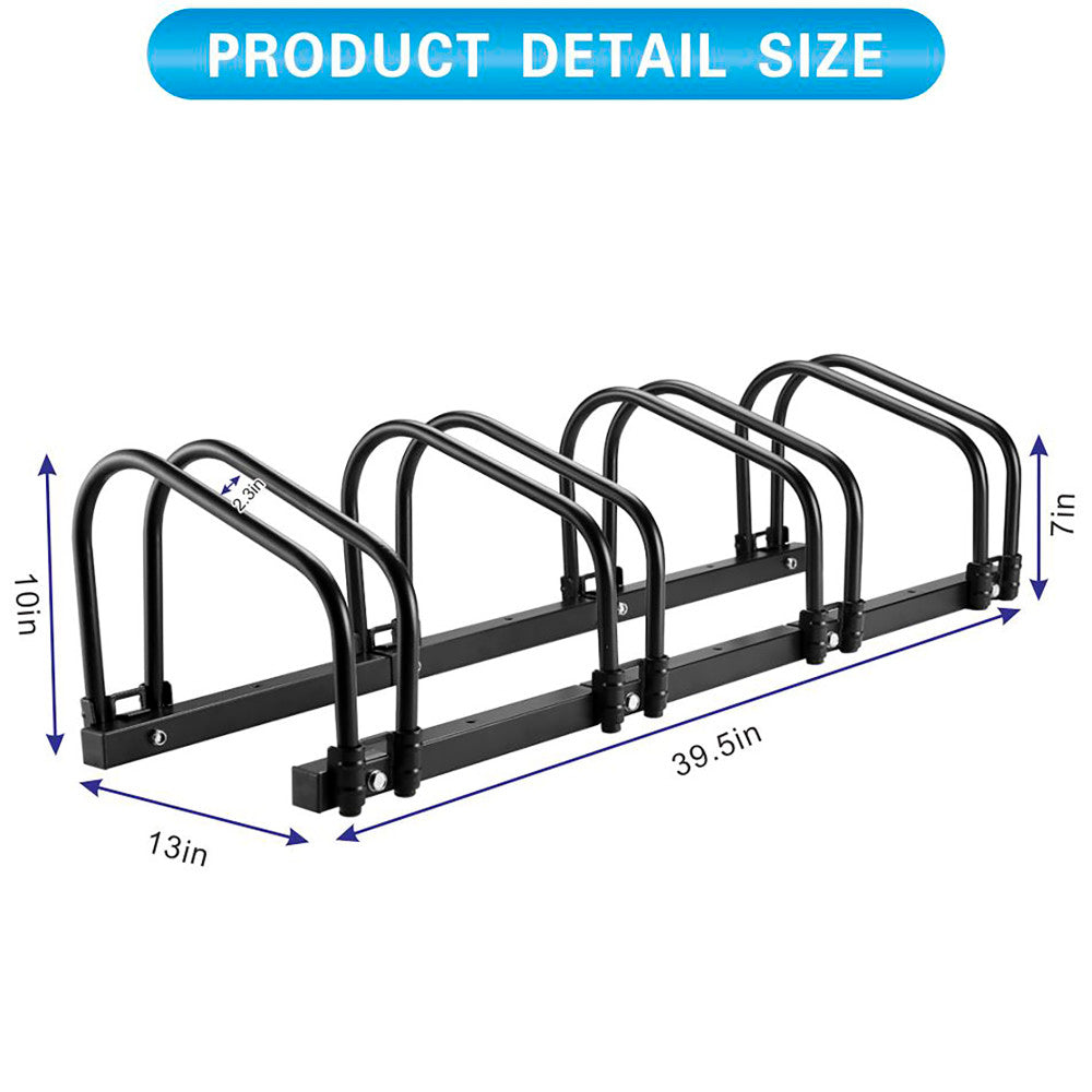 Trimate Bicycle Floor Parking Rack Stand for 4 Bicycles, Indoor Home Garage Storage