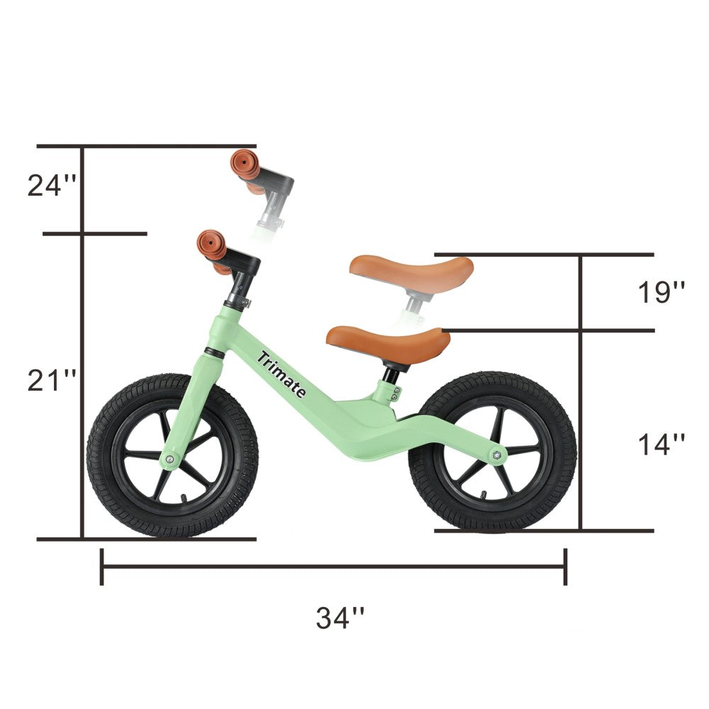 Trimate Toddler Balance Bike, Green - No Pedal Sport Bike for 3-5 Year Old