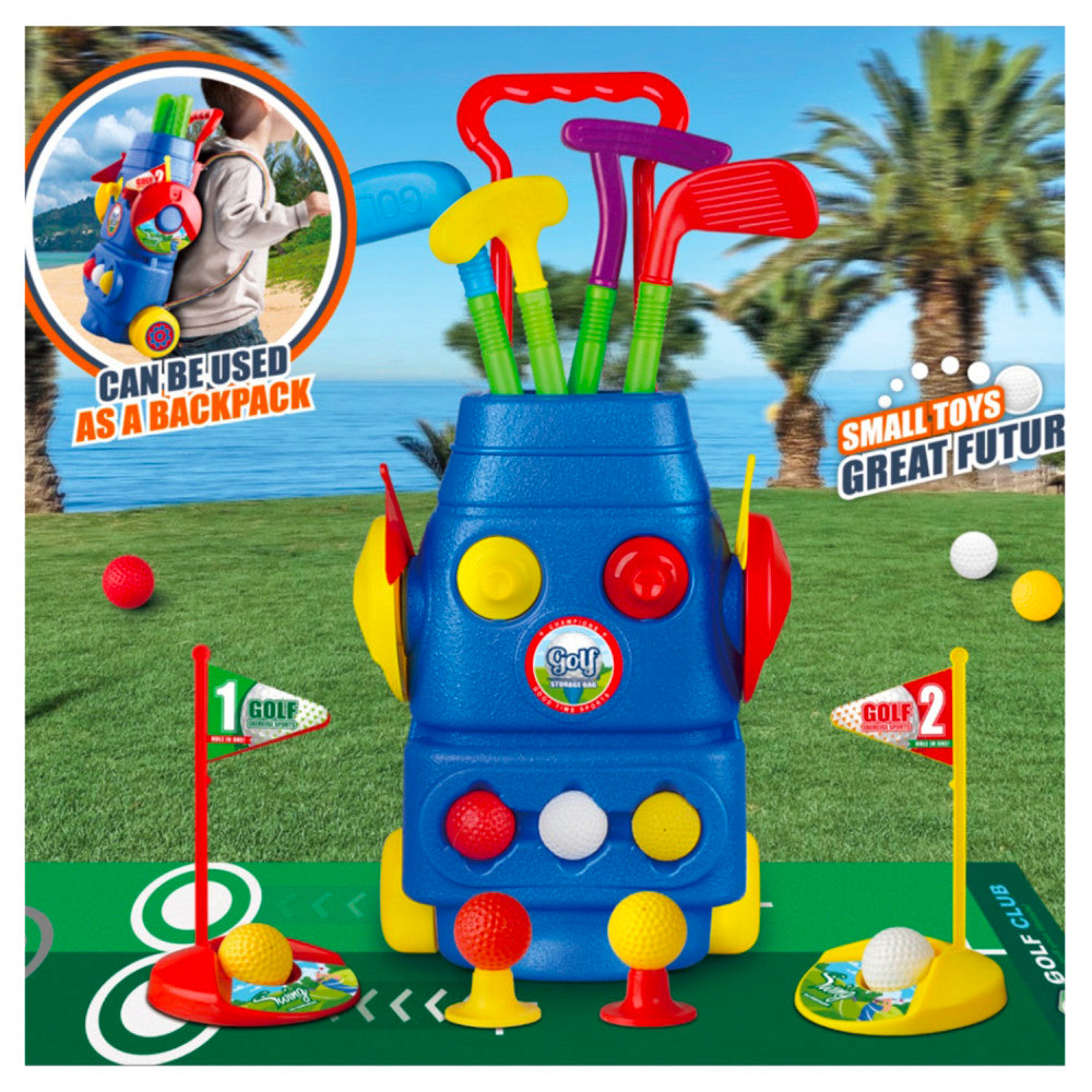 Trimate Toddler Golf Set with 2-in-1 Cornhole Board, Golf Club for Indoor and Outdoor Sports