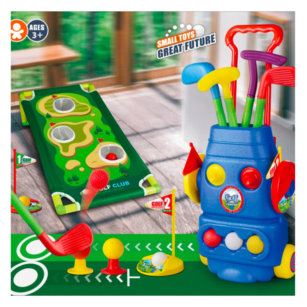 Trimate Toddler Golf Set with 2-in-1 Cornhole Board, Golf Club for Indoor and Outdoor Sports