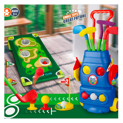 Trimate Toddler Golf Set with 2-in-1 Cornhole Board, Golf Club for Indoor and Outdoor Sports