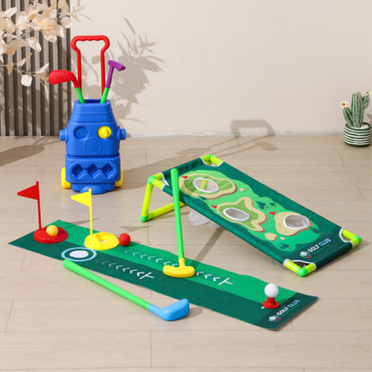 Trimate Toddler Golf Set with 2-in-1 Cornhole Board, Golf Club for Indoor and Outdoor Sports