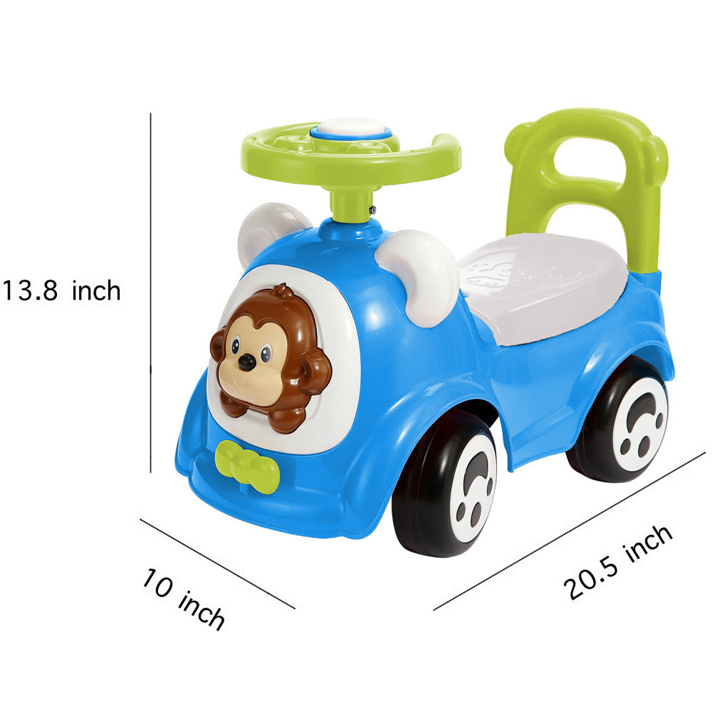 Timate: Push & Ride Racer - Blue & Monkey - Foot-To-Floor Car Ride-On