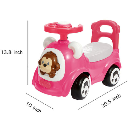 Timate: Push & Ride Racer - Pink & Monkey - Foot-To-Floor Car Ride-On