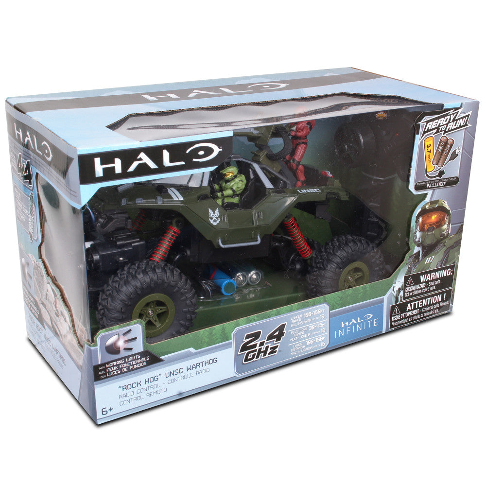 NKOK HALO Infinite RC: UNSC Warthog "Rock Hog" - Rock Climber, Master Chief & Spartan, 2.4 GHz Radio Control Vehicle