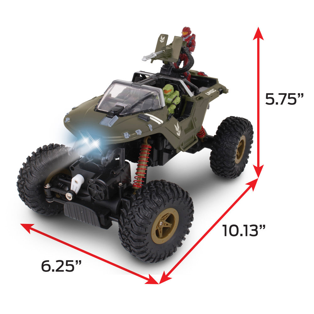 NKOK HALO Infinite RC: UNSC Warthog "Rock Hog" - Rock Climber, Master Chief & Spartan, 2.4 GHz Radio Control Vehicle