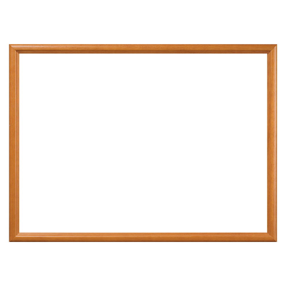 Natural wood jigsaw puzzle frame with empty white interior space, 19.25 x 26.75 inches