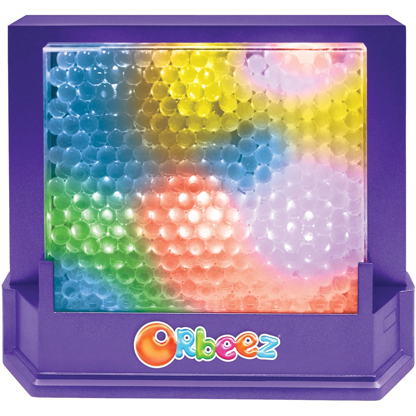 Orbeez Sensory Play Kaleidoscope Craft Kit in purple packaging with rainbow-colored water beads displayed behind clear window