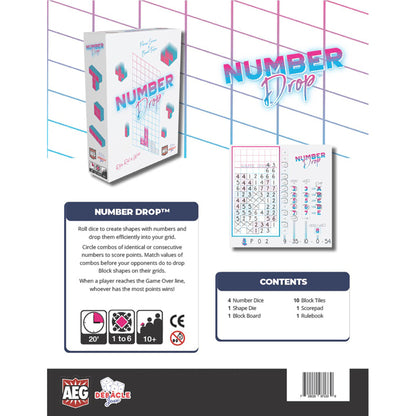 Number Drop Retro Edition Roll & Write Strategy Game