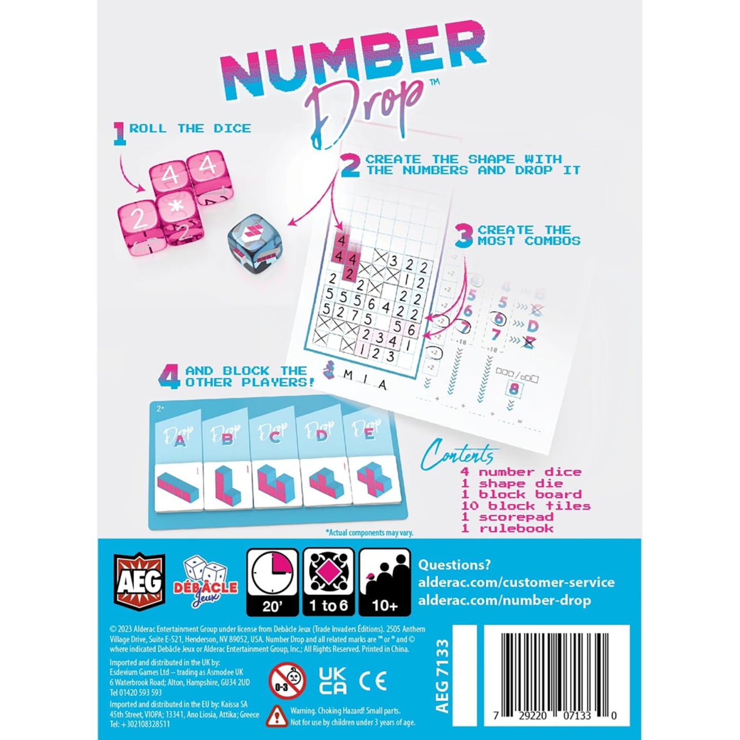 Number Drop Retro Edition Roll & Write Strategy Game
