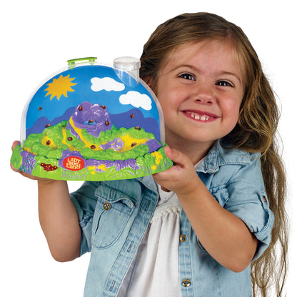 Insect Lore Ladybug Land Growing Kit with colorful habitat dome featuring green grass, purple mountains, and ladybugs...