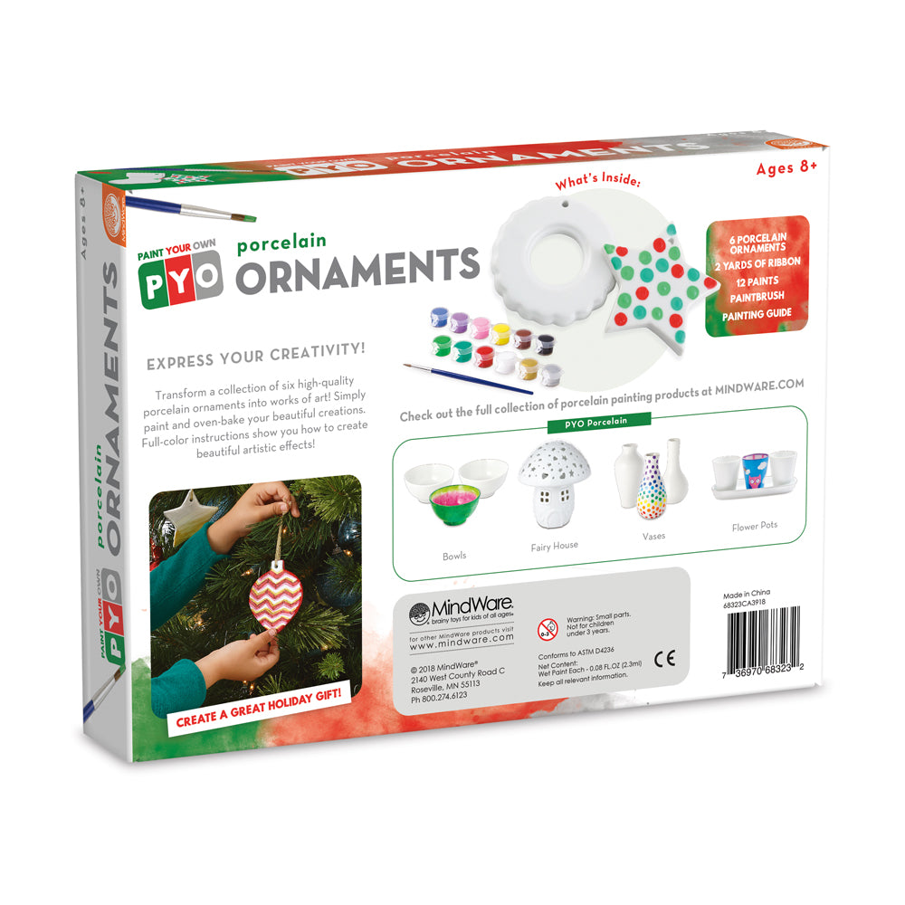 MindWare Paint Your Own Porcelain Christmas Ornaments Craft Kit