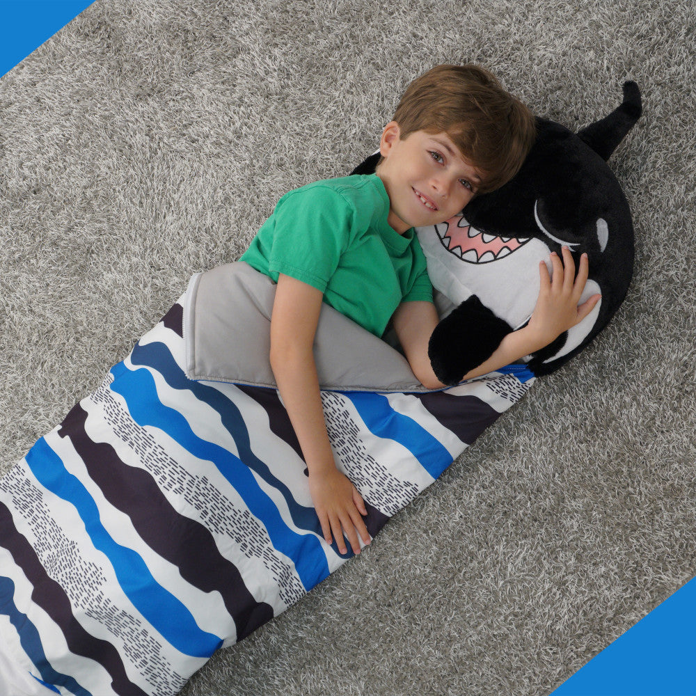 Happy Nappers: Pillow & Sleepy Sack: Medium -  Ozzy The Black Shark, Kids 3+