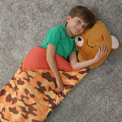 Happy Nappers: Pillow & Sleepy Sack: Large - Benny The Brown Bear, Kids 7+