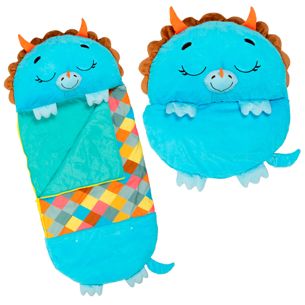 Happy Nappers: Pillow & Sleepy Sack: Large - Blue Triceratratops, Kids 7+