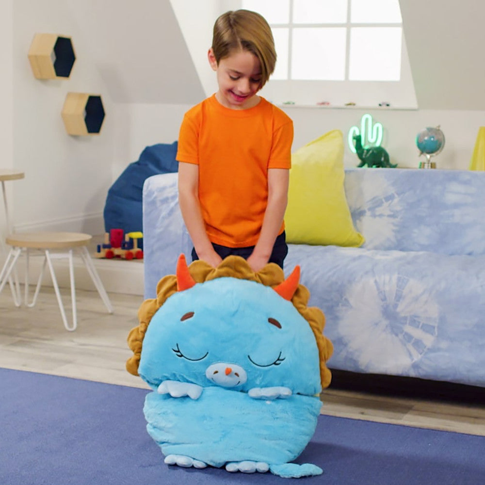 Happy Nappers: Pillow & Sleepy Sack: Large - Blue Triceratratops, Kids 7+