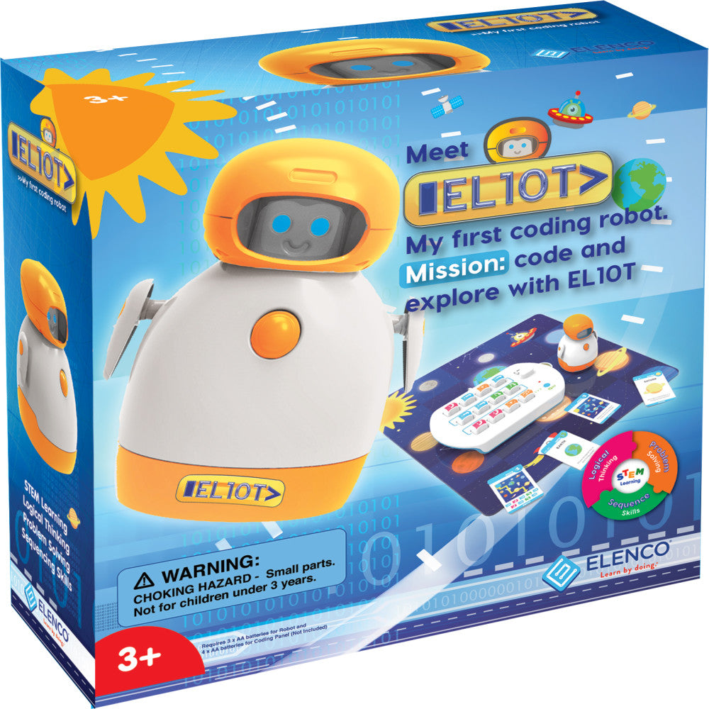 EL10T My First Coding Robot in orange and white with interactive coding panel