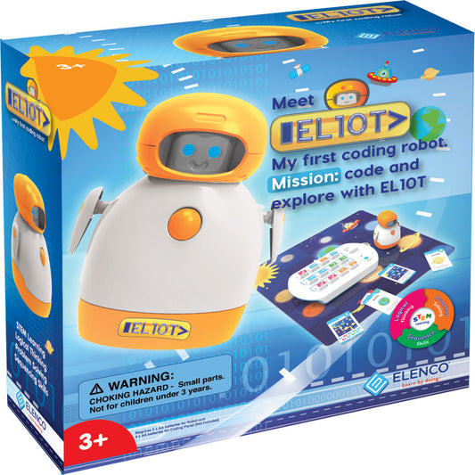 EL10T My First Coding Robot in orange and white with interactive coding panel