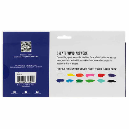 Brea Reese: Professional Watercolor Paint Set - Bright Colors - 12 Tubes