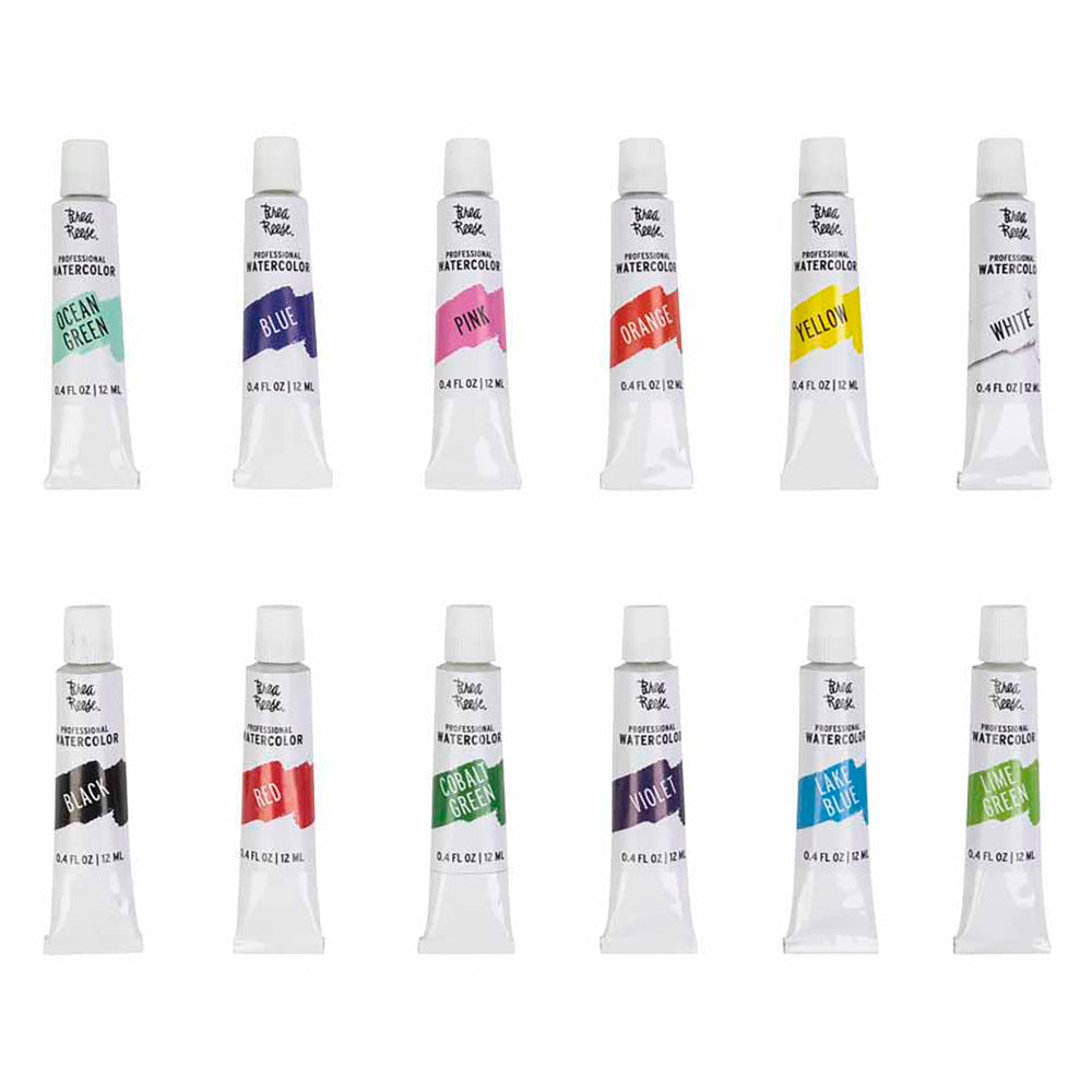 Brea Reese: Professional Watercolor Paint Set - Bright Colors - 12 Tubes