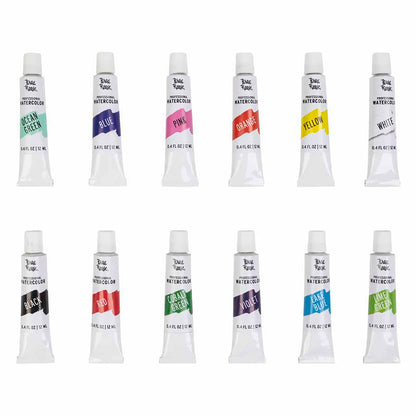 Brea Reese: Professional Watercolor Paint Set - Bright Colors - 12 Tubes
