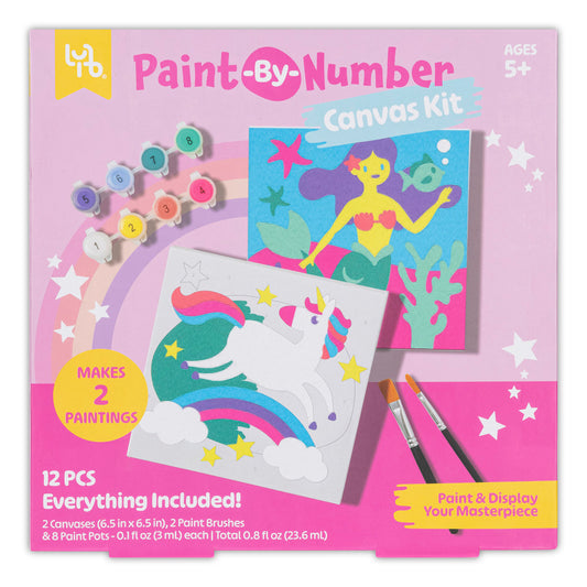 Little Yellow Bicycle: Unicorn & Mermaid Paint-By-Number Canvas Kit