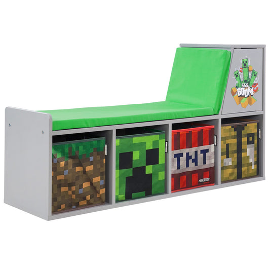 Minecraft: Storage Bench - Wooden Storage w/ Cushioned Reading Shelf