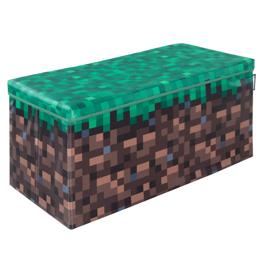 Minecraft: Bench Storage Box - Large - Pixel Grass Block, Collapsible Toy Storage