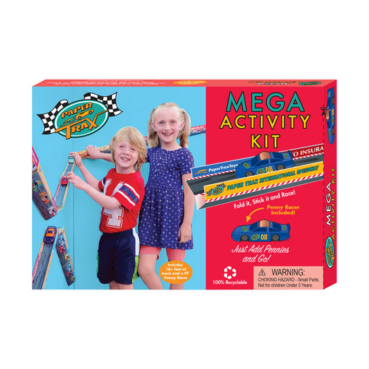 Paper Trax Mega Activity Kit with colorful track pieces and penny racer car toy