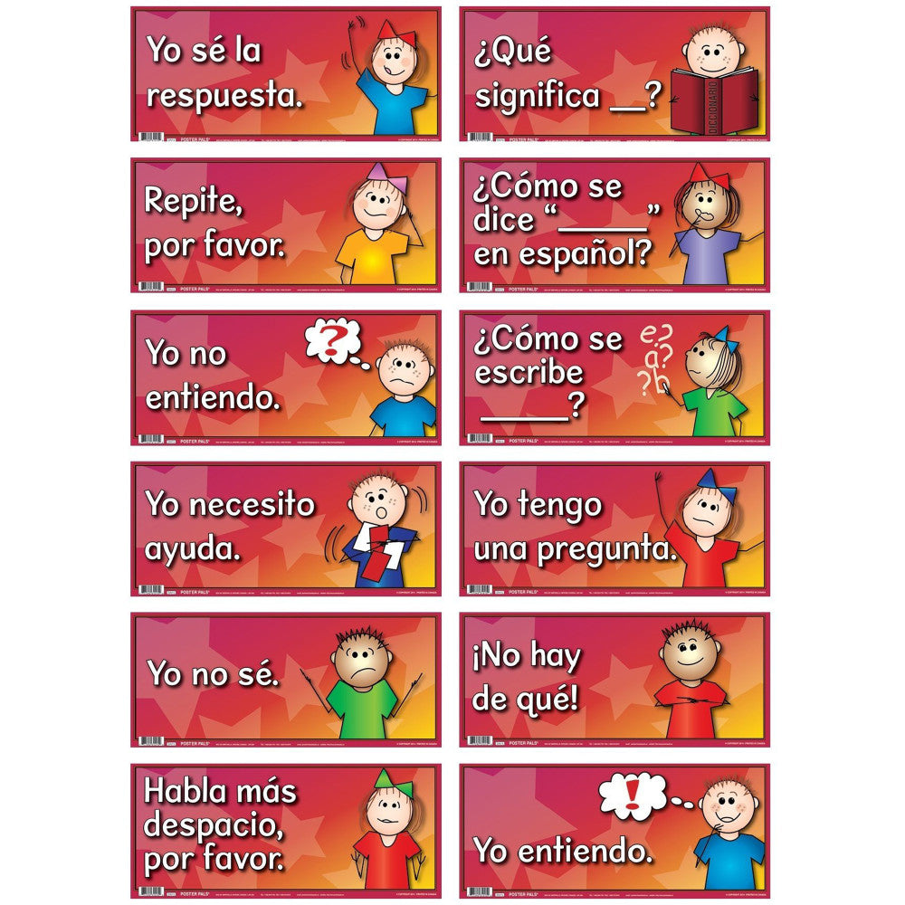 Yo sé la respuesta. ¿Qué significa __? Repite, por favor. ¿Cómo se dice "__" en español? Yo no entiendo. ¿Cómo se escribe __? Yo necesito ayuda. Yo tengo una pr