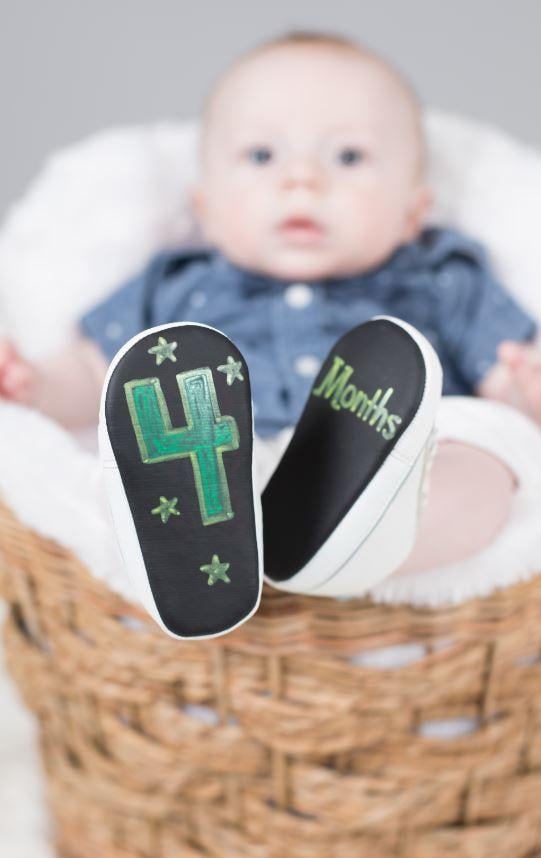 Baby Says Chalkboard White Sneakers for Infants 9-12 mo