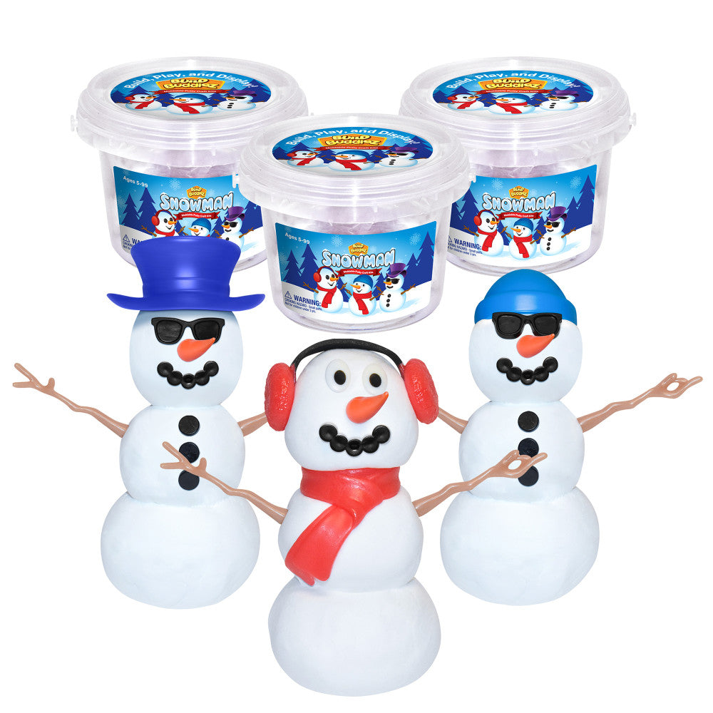 Build Buddiez: Snowman Craft Kit 3 Pack – Build-Play-Display, Kids 5+