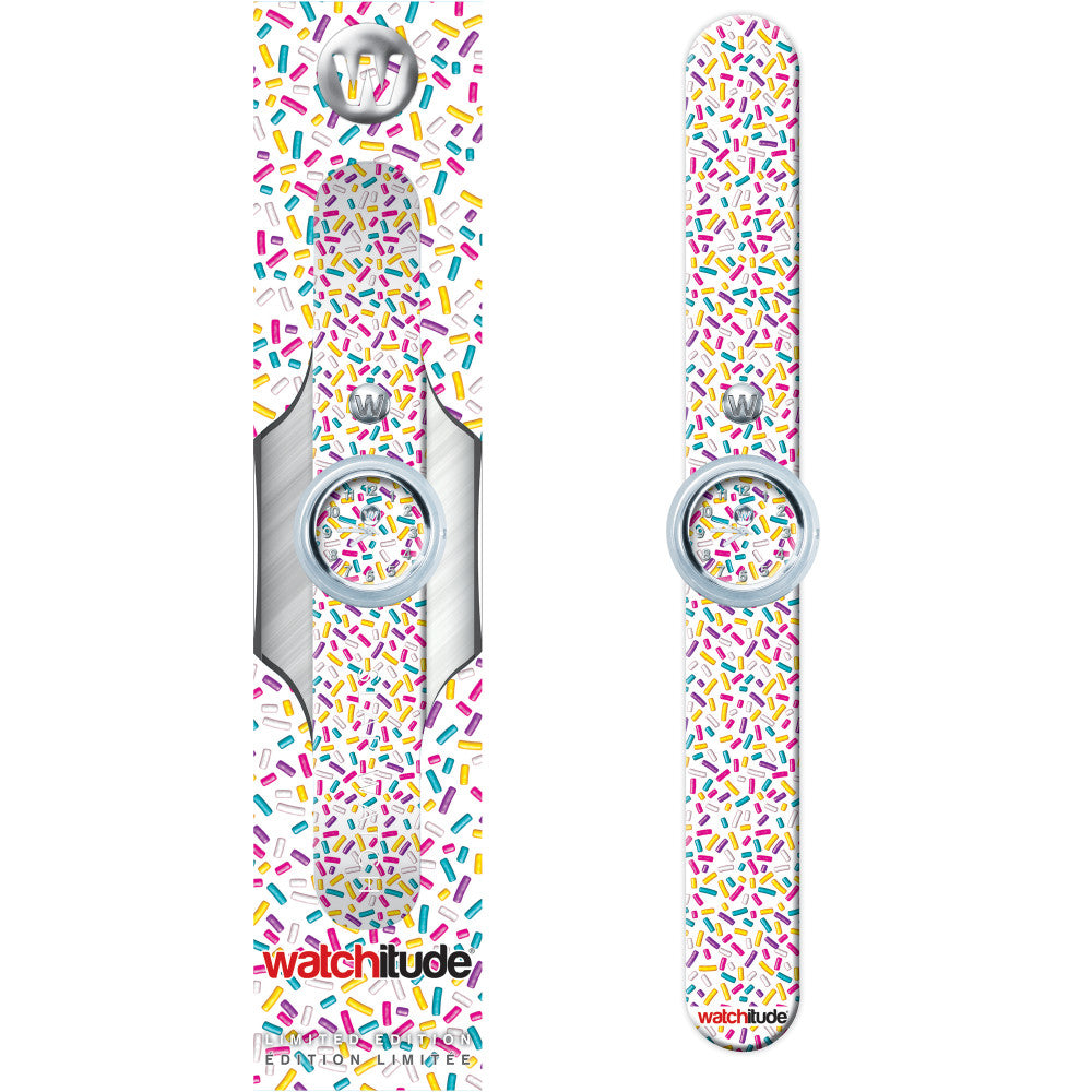 Watchitude Kids' Slap Watch Sprinkles with colorful silicone strap and confetti pattern