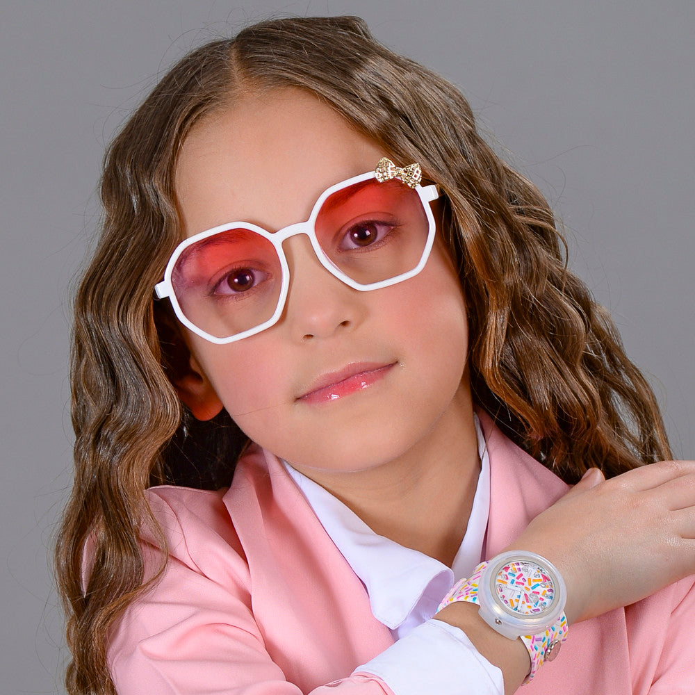 Watchitude Kids' Slap Watch Sprinkles with colorful silicone strap on child's wrist