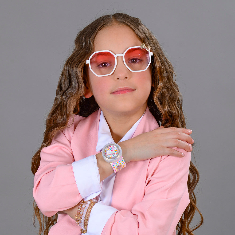 Watchitude Kids' Slap Watch Sprinkles with colorful silicone strap on child's wrist