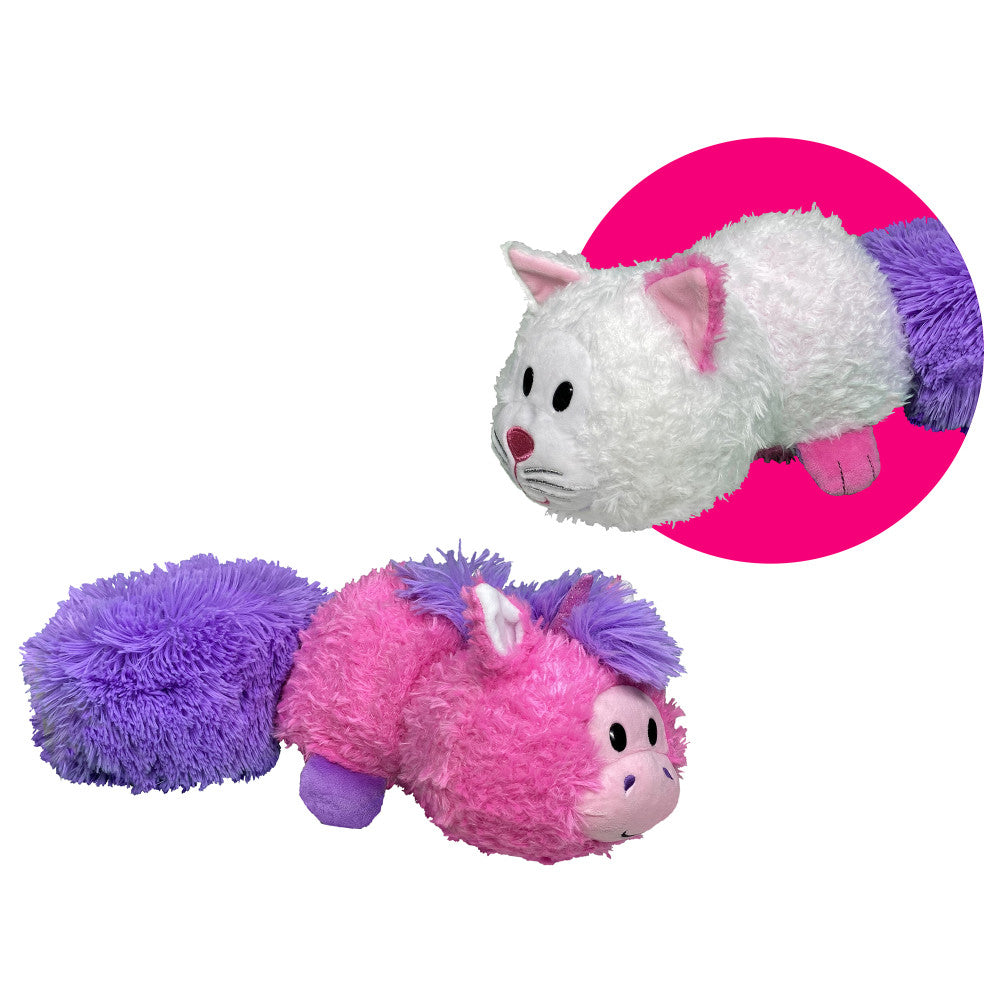 FlipaZoo Magic Tails Pink Unicorn to White Cat - 2-In-1 Animal Plush