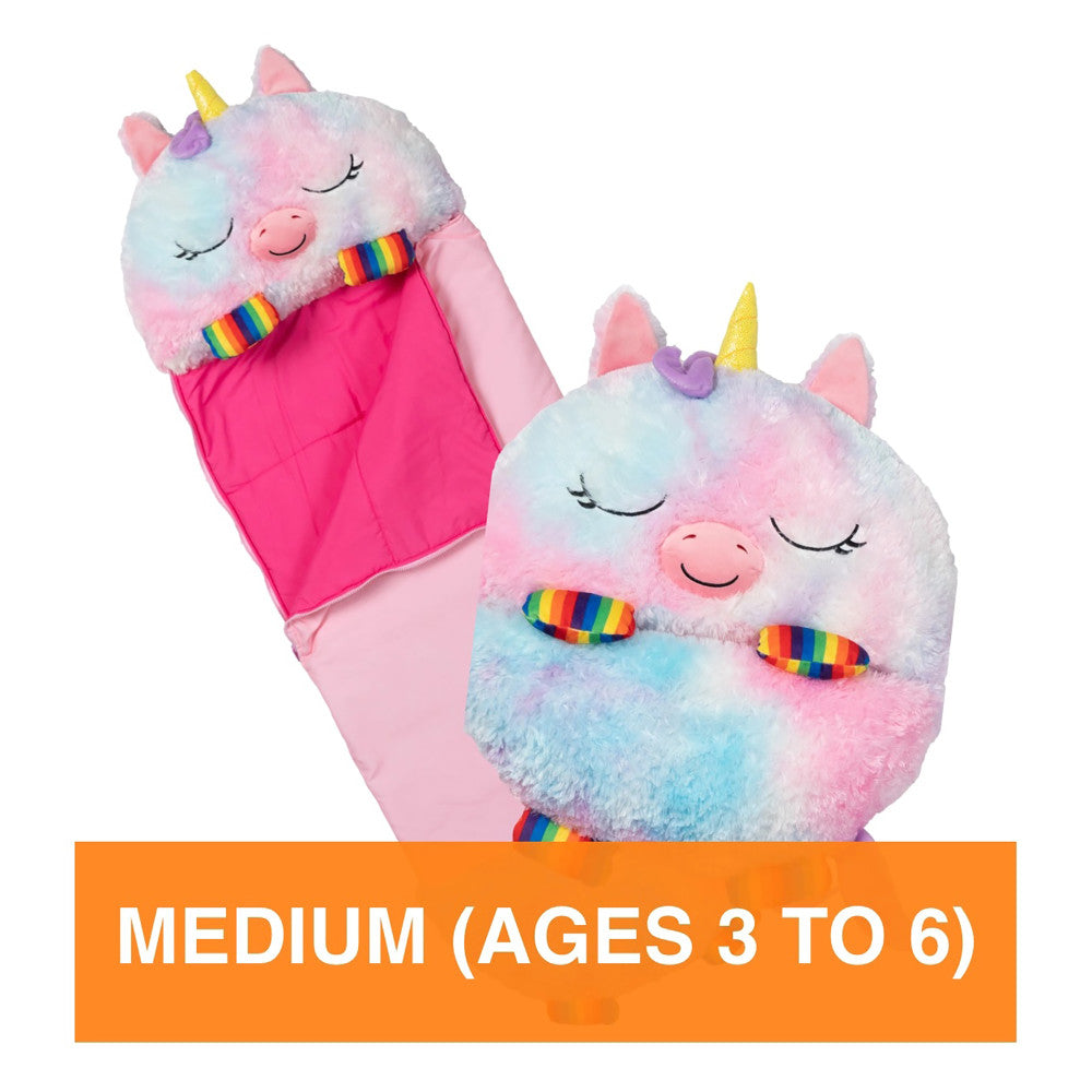 Happy Nappers: Pillow & Sleepy Sack: Medium - Rainbow Unicorn